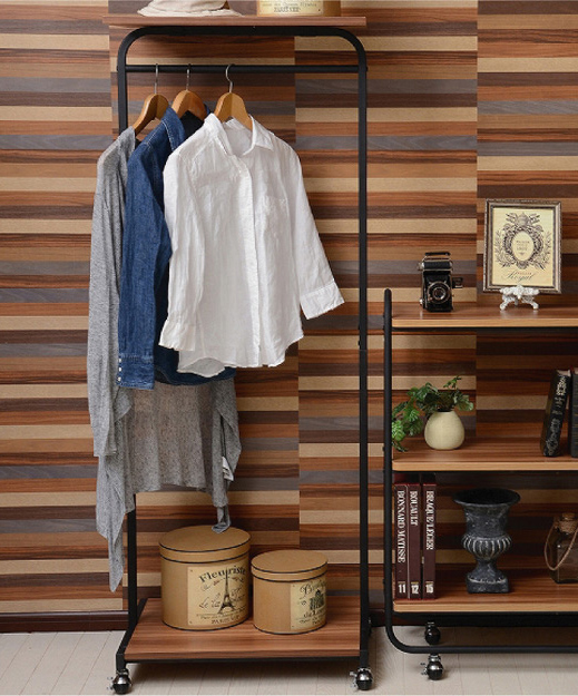 ハンガーラック幅60 オープンラック 本棚 収納家具 シェルフ アイアン パイプ デザイン ブラウン ナチュラル(代引不可)【送料無料】の通販は 10,068円