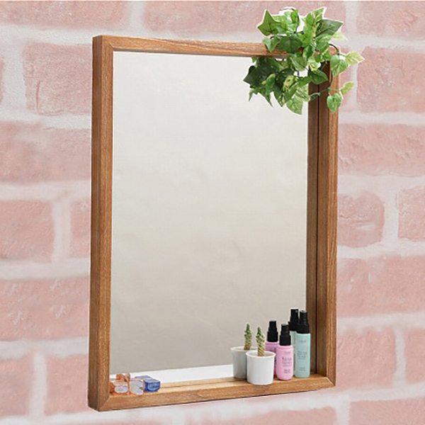 ボックスミラー 幅45 壁掛けミラー 壁掛け 鏡 木製フレーム ブラウン