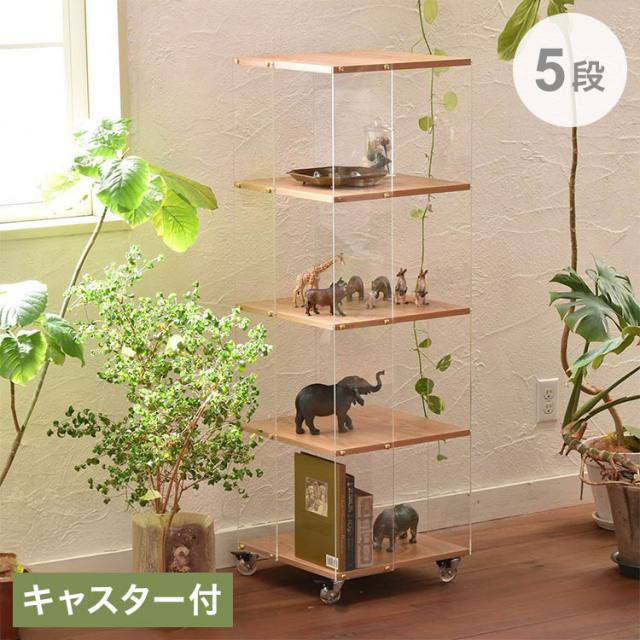 アクリルラック 5段 アクリル ディスプレイラック 宙に浮く透明サイド