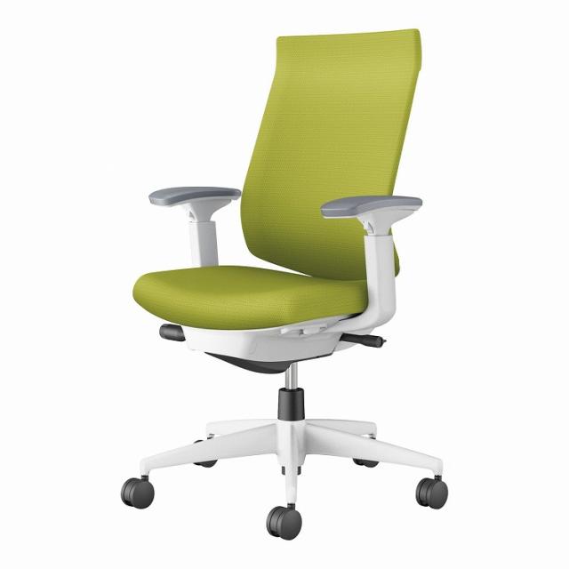 【メーカー直送】オフィスチェア ウィザード4 ハイバック 可動肘 ホワイト脚 本体ホワイトグレー C06-W232CW-E1G4Q41 カーペット用 ライトオリーブ(代引不可)【送料無料】