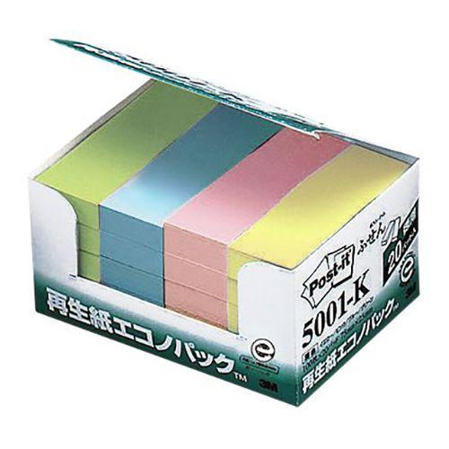 スリーエムジャパン ポストイット再生紙エコノパック ふせん 1 箱 5001-K 文房具 オフィス 用品【送料無料】