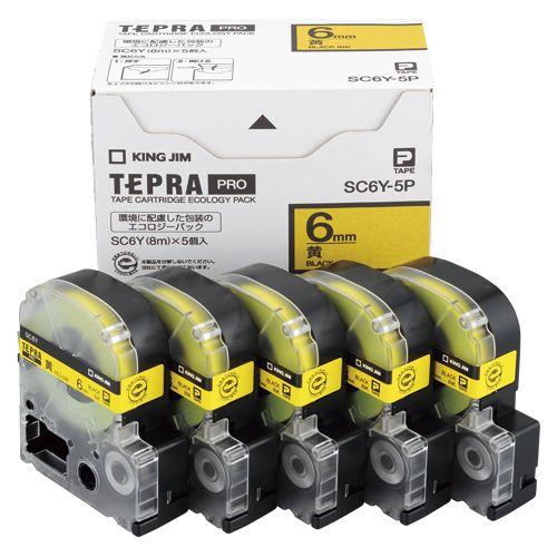キングジム(KING JIM) PROテープエコパック 6mm 黄 5個入 SC6Y-5P〔代引不可〕 キングジム KING JIM SS18K-5P PROテープエコパック白ラベル 5個入り