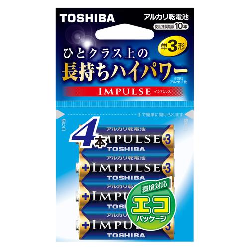 東芝 アルカリ電池 インパルス 単3 4本エコパッケージ 1 パック LR6H 4EC 文房具 オフィス 用品