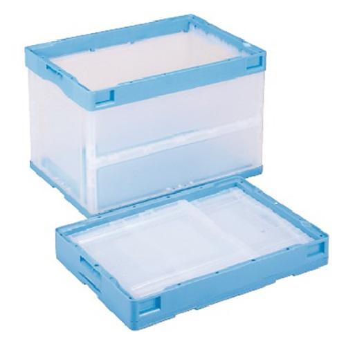 岐阜プラスチック工業 折りたたみコンテナー 蓋なし 60L 透明ブルー 1 個 CB-S61NR BTM 文房具 オフィス 用品【送料無料】の通販は