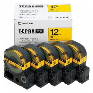 キングジム PROテープエコパック 12mm 黄 5個入 1 箱 SC12Y-5P 文房具 オフィス 用品【送料無料】