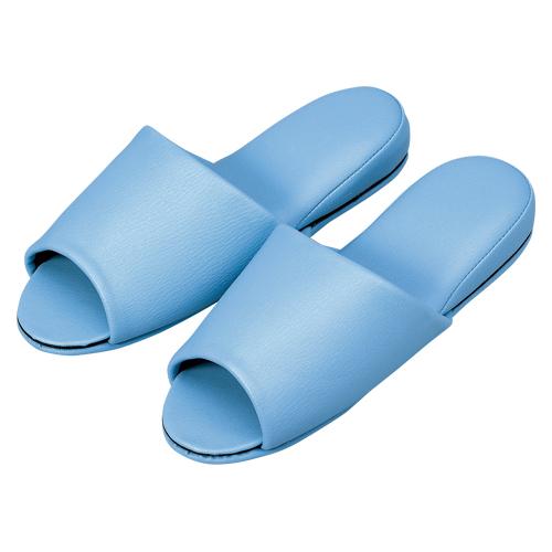 オーミケンシ 抗菌レザー調スリッパ前開10足ブルー 10835356 (10P) 00069856 【北海道・沖縄・離島配送不可】 オーミケンシ 抗菌スリッパ 前開 10足 ブルー 1 セット 10835356