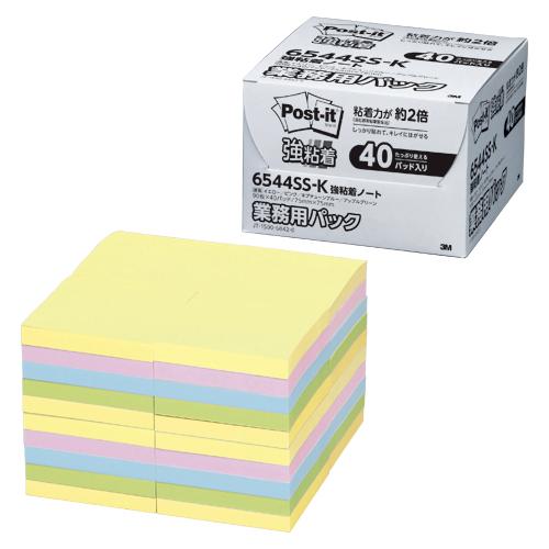 スリーエムジャパン ポスト・イット　強粘着ノート　パステルカラー　業務用　４色 6544SS-K 1箱【送料無料】の通販は