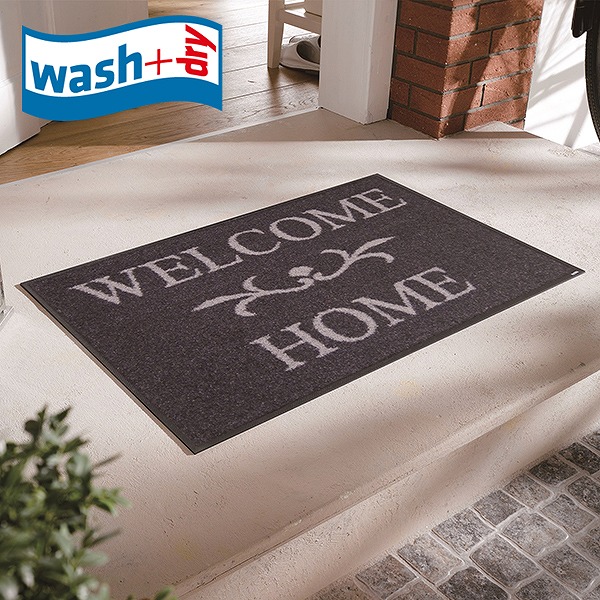 ウェルカムホームマット wash+dry A004A Welcome Home anthrazit 50×75cm 玄関マット 柄物 おしゃれ アンスラサイト(代引不可)【送料無料】