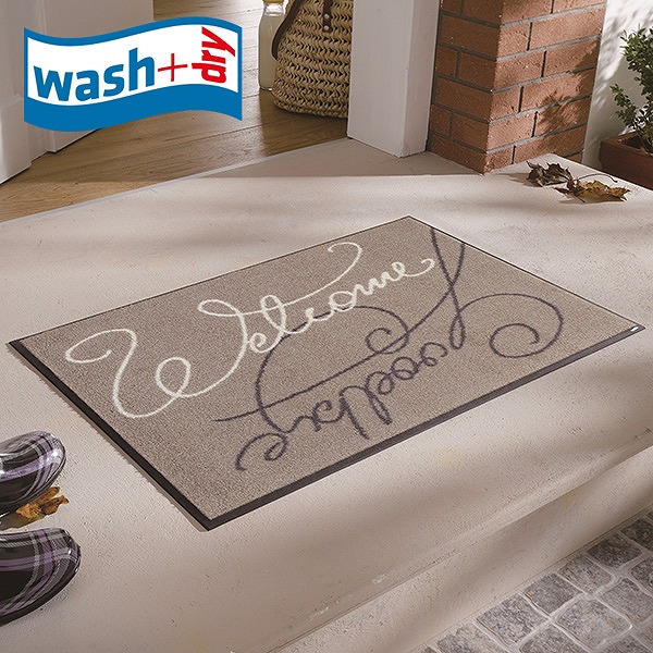 玄関マット wash+dry A015A Swinging Welcome 50×75cm 柄物 おしゃれ 滑り止めラバーつき(代引不可)【送料無料】