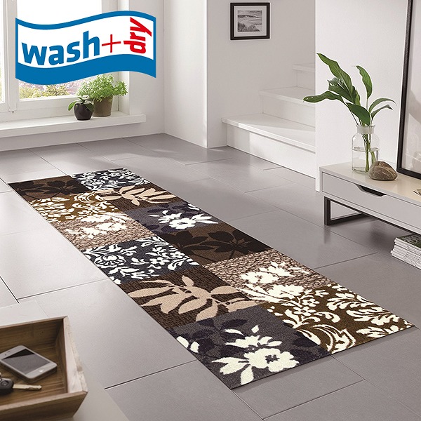 キッチンマット wash+dry K002C Mystic Leaves 60×180cm 柄物 おしゃれ 滑り止めラバーつき(代引不可)【送料無料】の通販は 10,120円