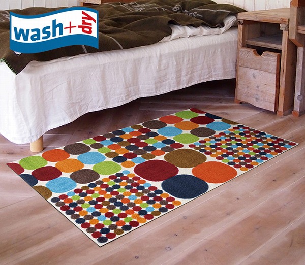 玄関マット wash+dry K007B Mikado Big Dots 75×120cm 柄物 おしゃれ 滑り止めラバーつき(代引不可)【送料無料】