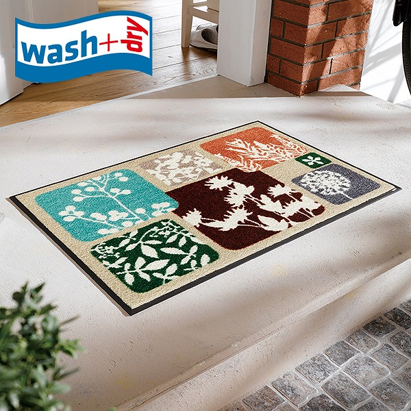 玄関マット wash+dry H015A Verano 50×75cm 柄物 おしゃれ 滑り止めラバーつき(代引不可)【送料無料】