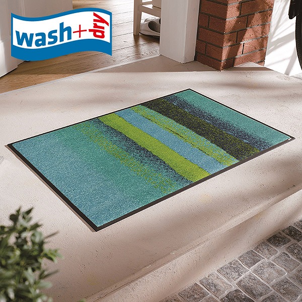 玄関マット wash+dry J012A Medley acqua 50×75cm 柄物 おしゃれ 滑り止めラバーつき(代引不可)【送料無料】