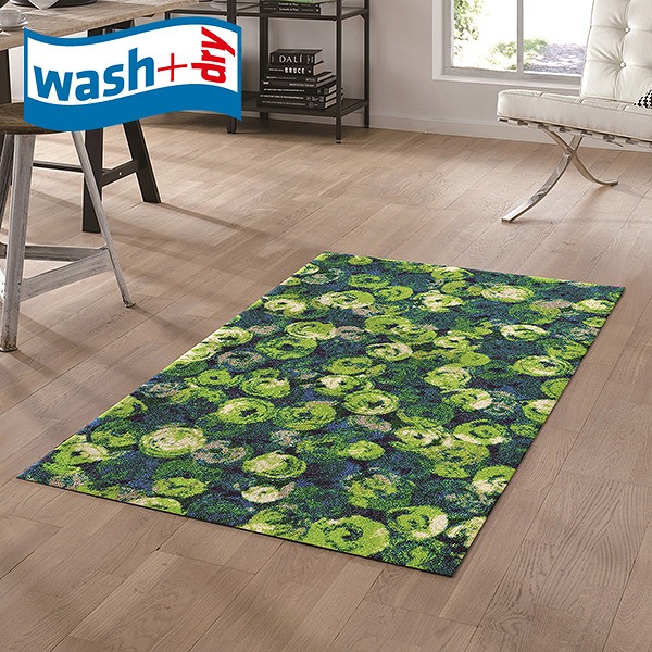 玄関マット wash+dry K015E Punilla green 70×120cm 柄物 おしゃれ 滑り止めラバーつき(代引不可)【送料無料】