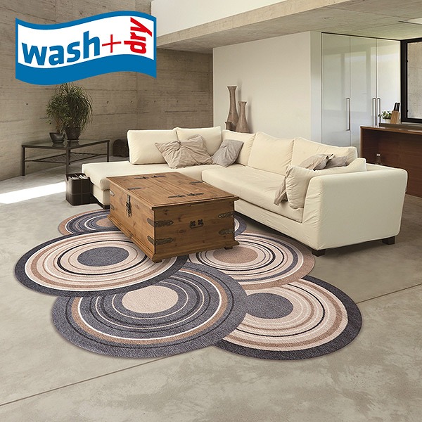 ラグマット wash+dry K022K Cosmic Colours nature 140×200cm 柄物 おしゃれ 滑り止めラバーつき(代引不可)【送料無料】