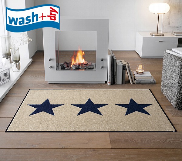 玄関マット wash+dry C026B Stars champagne 75x120cm 柄物 おしゃれ 滑り止めラバーつき(代引不可)【送料無料】