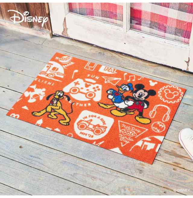 Mickey ミッキーと仲間達 50x75cm マット 玄関マット エントランスマット ディズニー キャラクター プルート ドナルド オレンジ 代引不可の通販はau Pay マーケット リコメン堂