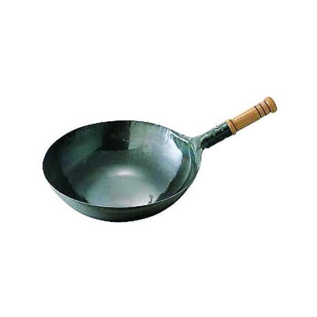 カンダ 鉄打出木柄片手中華鍋 24cm 001130【送料無料】