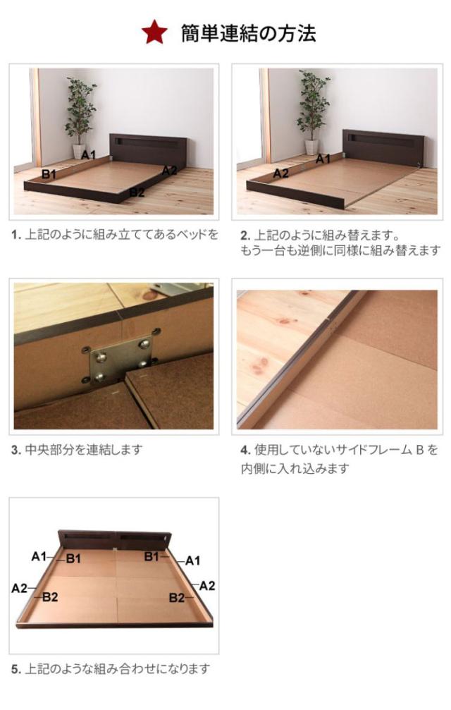 ベッドフレーム セミダブル 日本製 連結フロアベッド ベットフレーム ベッド ベット 寝具 インテリア 家具 FMB84 NA BR SD フレーム セミダブルサイズ SDサイズ 国産 オーク アッシュ(代引不可)【送料無料】