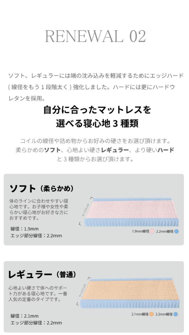 マットレス ショートシングル 国産ポケットコイルマットレス 夜香ハイグレード2 敷布団 敷き布団 マット 寝具 夜香ハイグレード 日本製 ポケットコイル(代引不可)【送料無料】_6