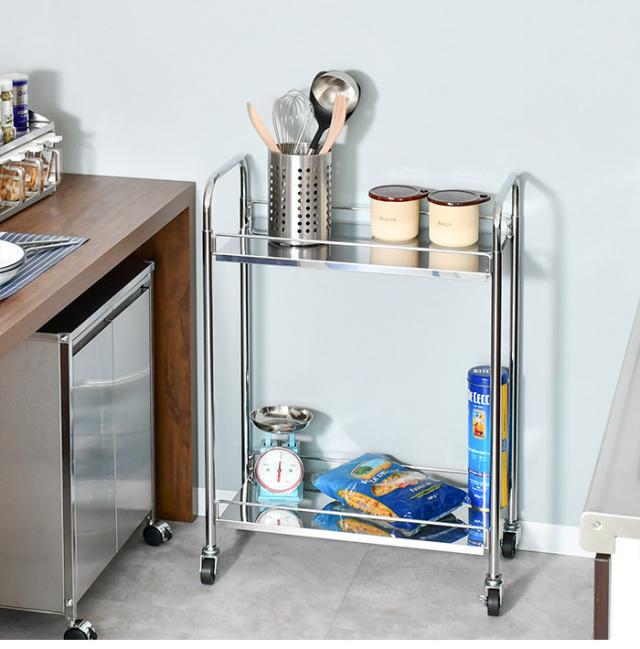 日本製 たためるステンレス棚ワゴン 32×60 キッチンワゴン キャスター付き キッチンラック キッチン収納 ランドリーワゴン プランタースタンド 取っ手 折りたたみ式 省スペース スリム(代引不可)【送料無料】_2