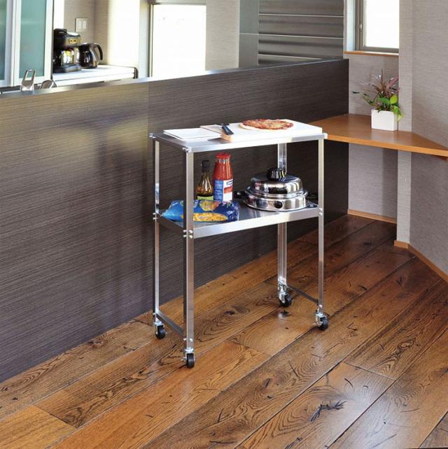 【日本製】 ステンレス スリム作業台 ワゴン ラック キャスター付き キッチン 収納(代引不可)【送料無料】_1