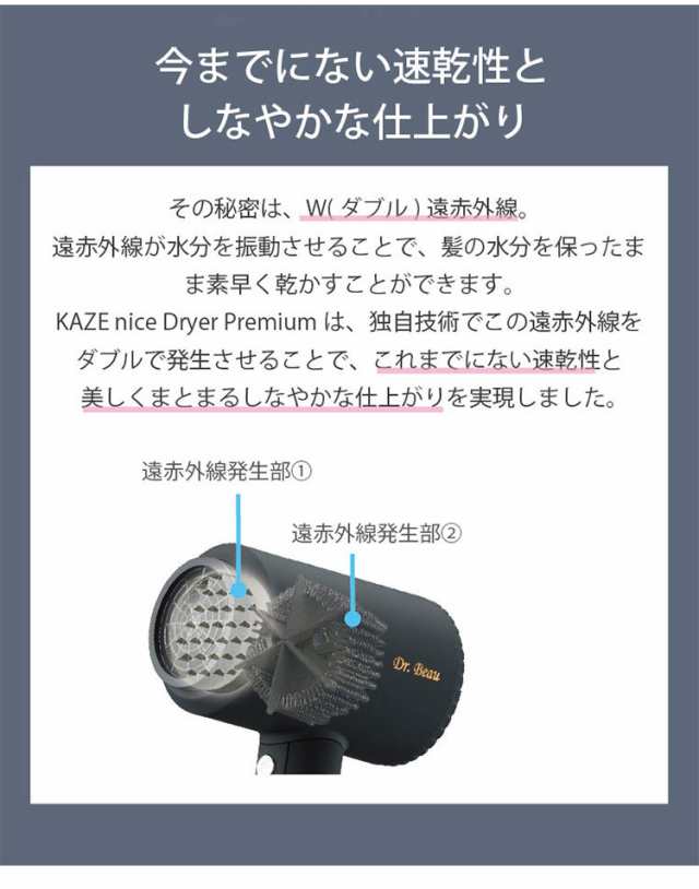 ドライヤー KAZE nice Dryer Premium マイナスイオン 大風量 ハンズ ...