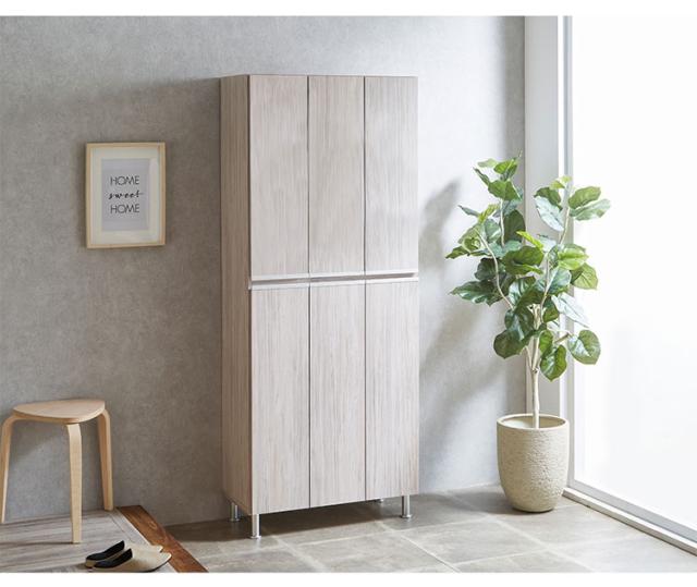 シューズボックス ハイタイプ 幅75cm 【国産 大川家具 完成品】 板戸