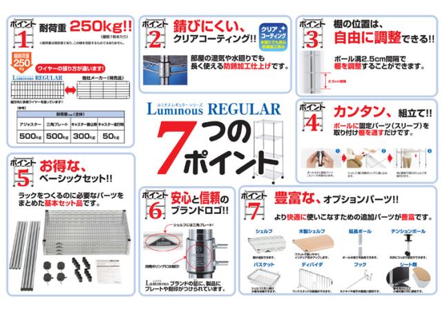 Luminous(ルミナス) スチールラック 4段 レギュラーシリーズ NLH1215-4 耐荷重250kg 幅120×奥行45 棚 25mm スチールラック 【送料無料】