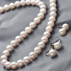 花珠本真珠（あこや真珠） 7.5-8mm パールネックレス+パールイヤリング2点セット 【本真珠】（代引不可）