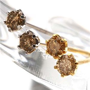 18金イエローゴールドダイヤ0.1ctピアス&amp;18金ホワイトゴールドダイヤ0.1ctピアス（代引不可）