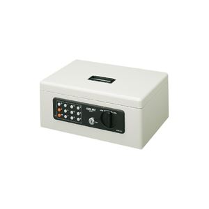 手提げ金庫 テンキー付 A4 ライトグレー（代引不可） 文房具