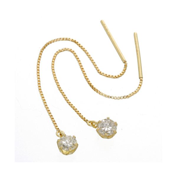 K18/0.3ctダイヤモンドチェーンピアス イエローゴールド（代引不可）の通販は