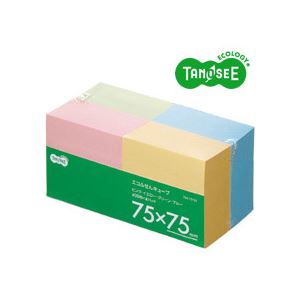 （まとめ）TANOSEE エコふせん キューブ 400枚混色 75×75mm 4冊入×5パック（代引不可）