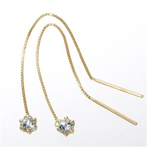 K18 バースデイジュエリーチェーンピアス アクアマリン(3月)（代引不可）