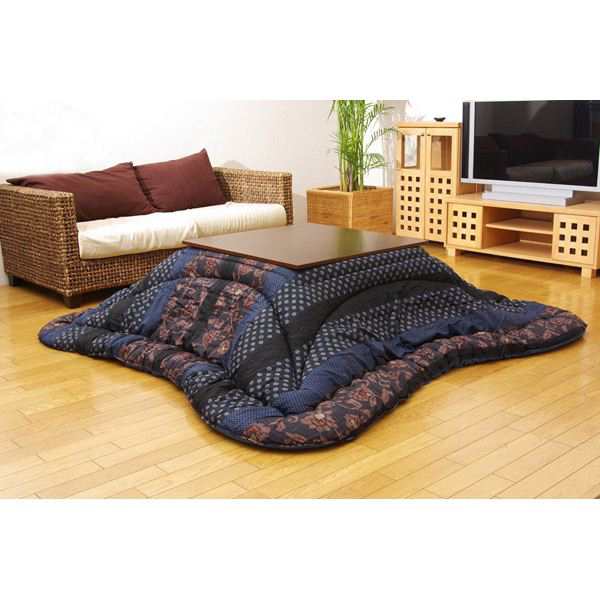 国内プリント こたつ厚掛け布団単品 『万葉』 ブルー 205×245cm 国内プリント こたつ厚掛け布団単品 『万葉』 ブルー 205×245cm