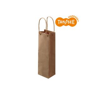 （まとめ）TANOSEE 手提袋 丸紐 茶無地・ワインボトル用 30枚入×10パック（代引不可）
