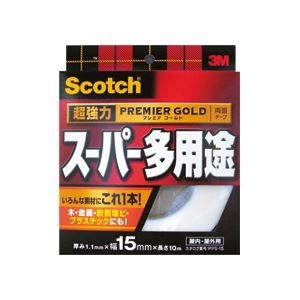 （まとめ）スコッチ 超強力両面テープ プレミアゴールド （スーパー多用途）15mm×10m 10巻（代引不可）