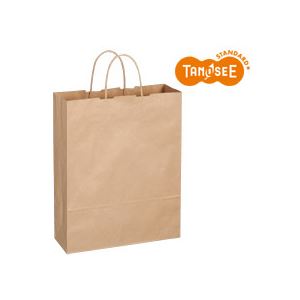 （まとめ）TANOSEE 手提袋 丸紐 茶無地・大 50枚入×6パック（代引不可）