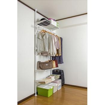 ドリームハンガー 棚付き突っ張りクローゼットwh 取り付け 取り外し簡単 突っ張りハンガ 省スペース 衣類 小物 子供部屋 代引き不の通販はau Pay マーケット リコメン堂