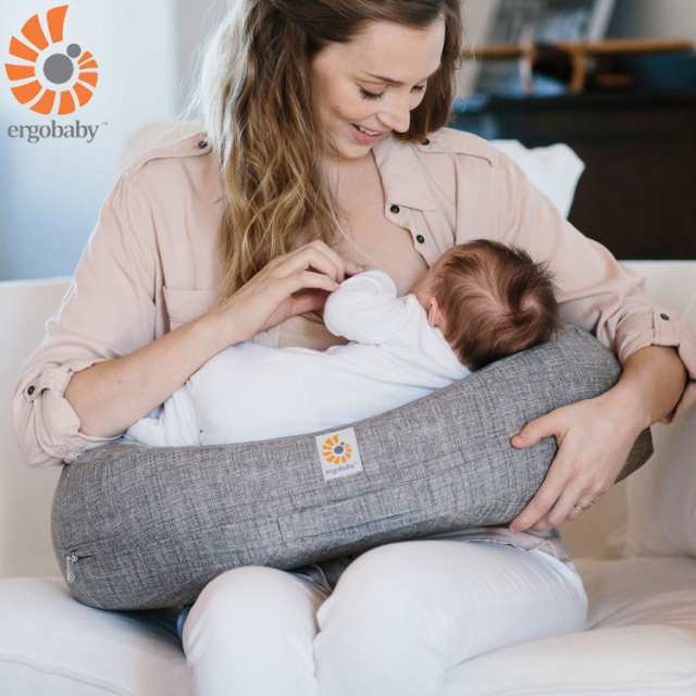 Ergobaby ナチュラルカーブ・ナーシングピロー グレー ベルト付き 授乳