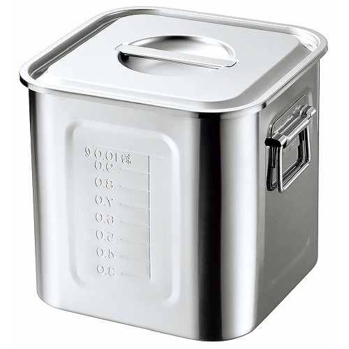 18-8 目盛付 角型キッチンポット 30cm 手付(代引不可)【送料無料】の通販は 11,927円