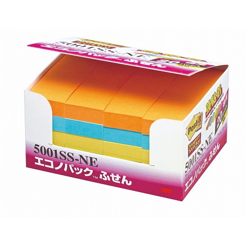 代引不可/（まとめ） 3M ポストイット エコノパック ノート 再生紙 75×127mm 混色 6551-K20 1パック（12冊） 〔×2セット〕/代引不可 直送・代引不可 （まとめ） 3M ポストイット エコノパック