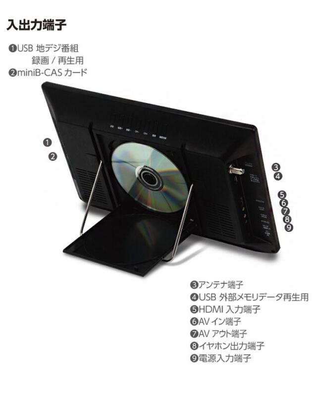 ポータブルテレビ 14インチ DVDプレーヤー搭載 地デジ録画機能 3スタイル使用 3電源対応 地デジワンセグ自動切換 HDMI搭載 車載用バッグ付属 OT-TVD14TE OVER TIME OVER TIME【送料無料】_12