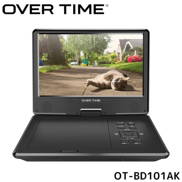10.1インチ ポータブルDVDプレイヤー Bluetooth搭載 メディア再生機能 CDリッピング録音機能 車載用バッグ付き OT-BD101AK OVER TIME【送料無料】