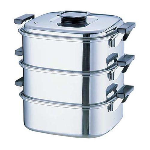 桃印 桃印18-0角型蒸器 27cm 3段 AMS69273【送料無料】の通販は