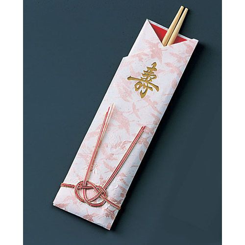 ツボイ 袋入祝箸5膳 千羽鶴水引付 アスペン祝箸 (1ケース200パック入) XHSA6【送料無料】