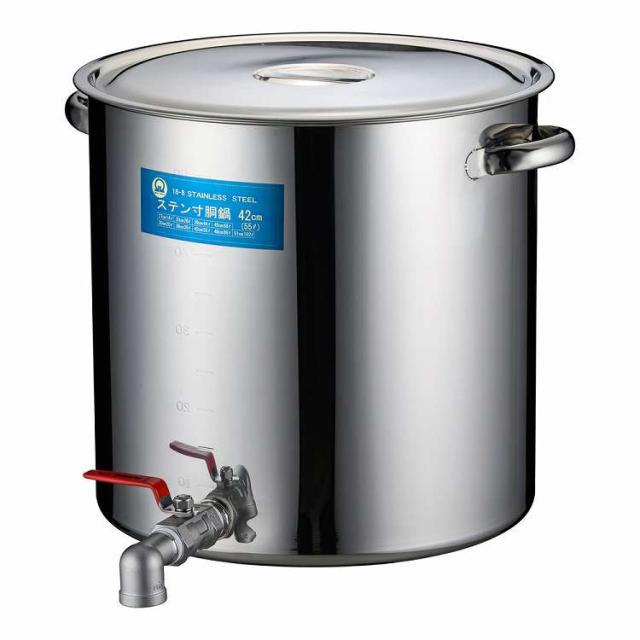 SA18-8蛇口付寸胴(目盛付) 42cm 25A1インチ(代引不可)【送料無料】