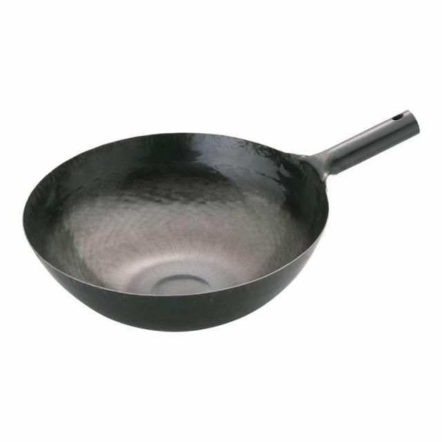 山田 鉄 打出片手中華鍋(板厚1.2mm) 36cm(代引不可)【送料無料】