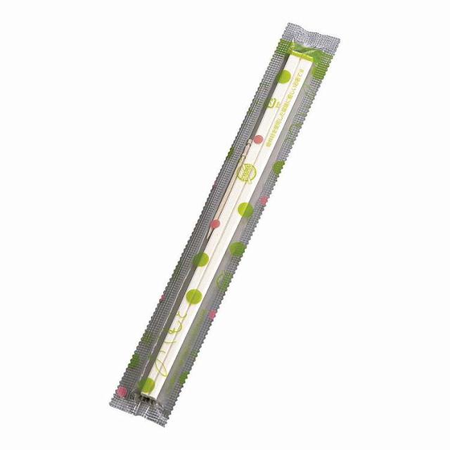 白楊8寸OPP完封箸 緑水玉柄 楊枝入 (1ケース3000膳入)(代引不可)【送料無料】